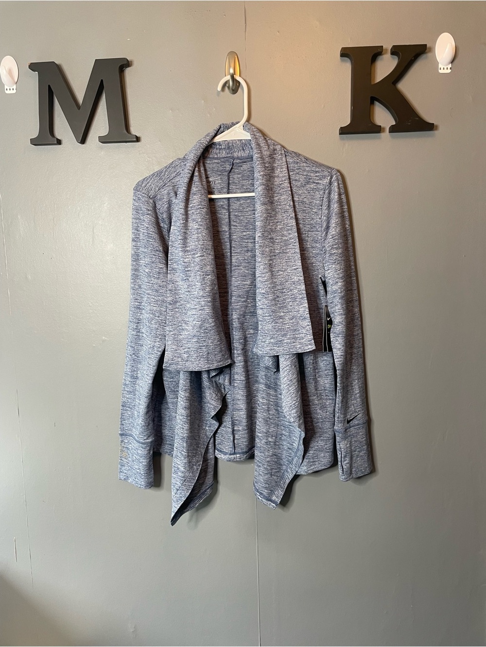 Nike Dri-fit Yoga Waterfall Training Draped Women's Sweater Cardigan blue small